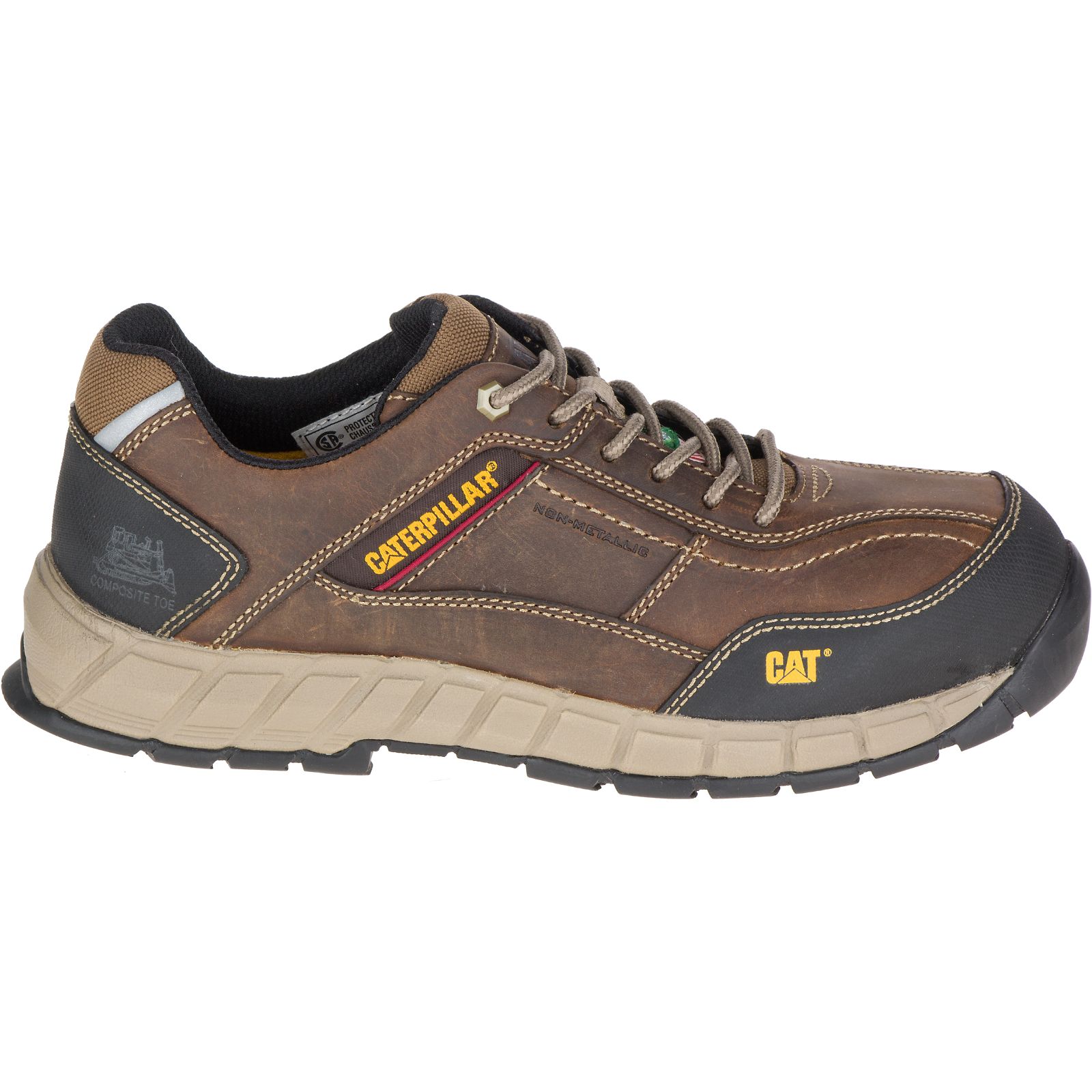 Caterpillar Streamline Leather Csa Composite Toe - Mens Work Shoes - Dark Beige - NZ (501TKPFMV)